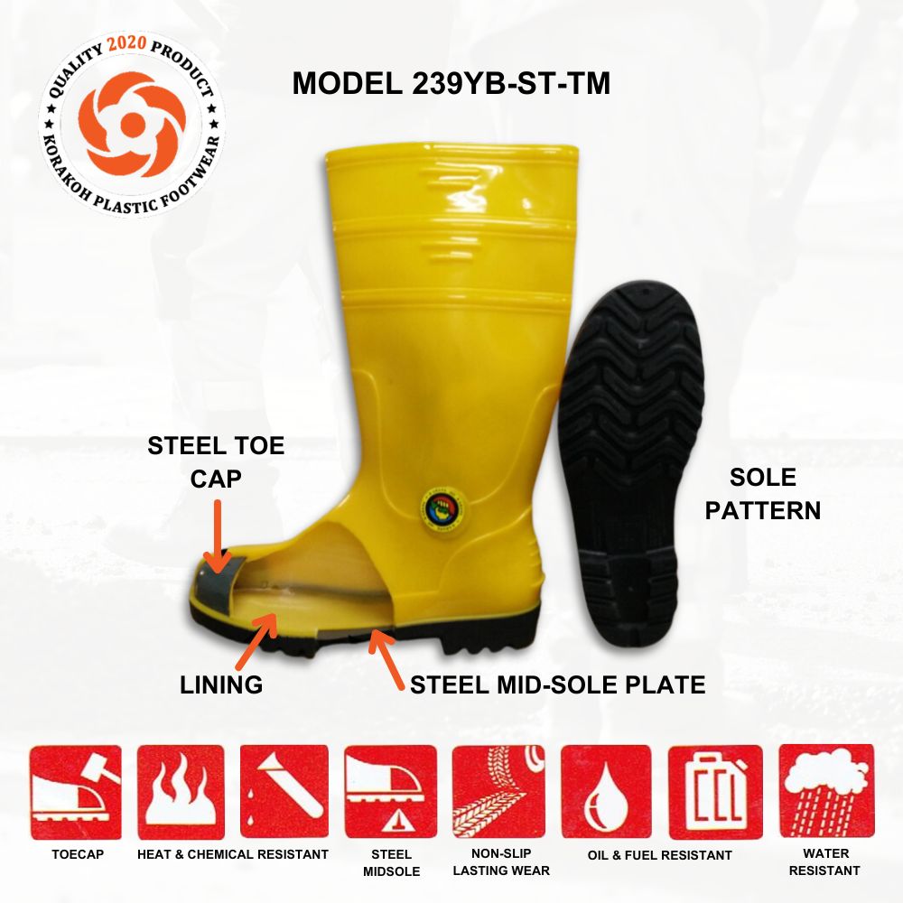 PAK 39cm Height 2- Color PVC Safety Gumboots