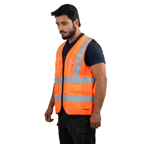 PAK Mallcom PROCLO 31 High Visibility Reflective Safety Jacket with 4 Utility Pockets - Image 3