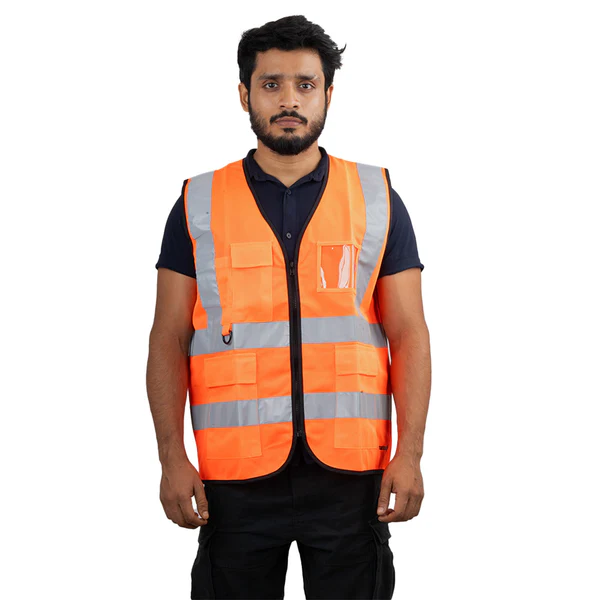 PAK Mallcom PROCLO 31 High Visibility Reflective Safety Jacket with 4 Utility Pockets